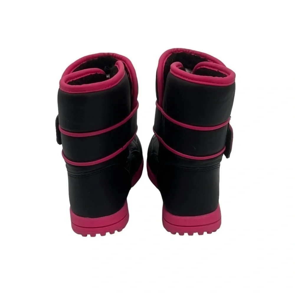Snow Boots Black Pink Hook And Loop Closure Size 11 Toddler